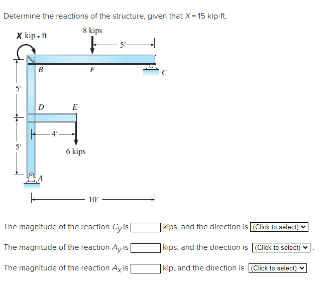 Solved Determine the reactions of the structure, given that | Chegg.com