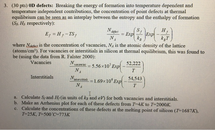 Solved (30 pts) 0D defects: Breaking the energy of formation | Chegg.com