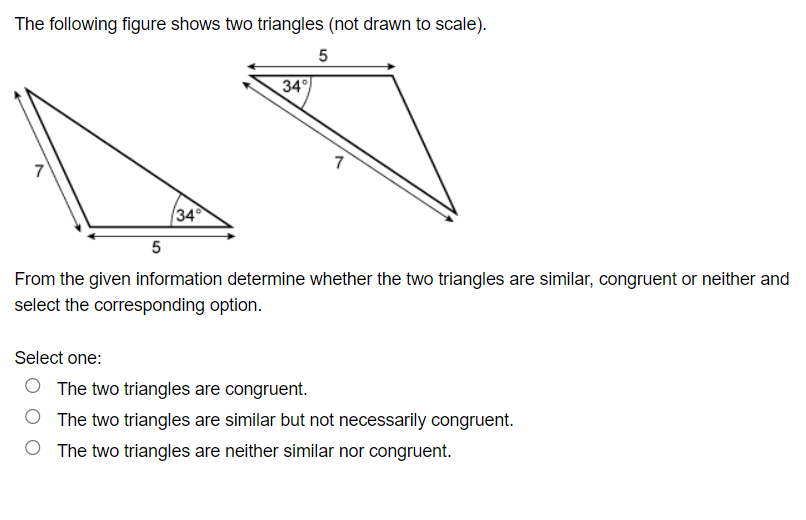 Solved The following figure shows two triangles (not drawn | Chegg.com