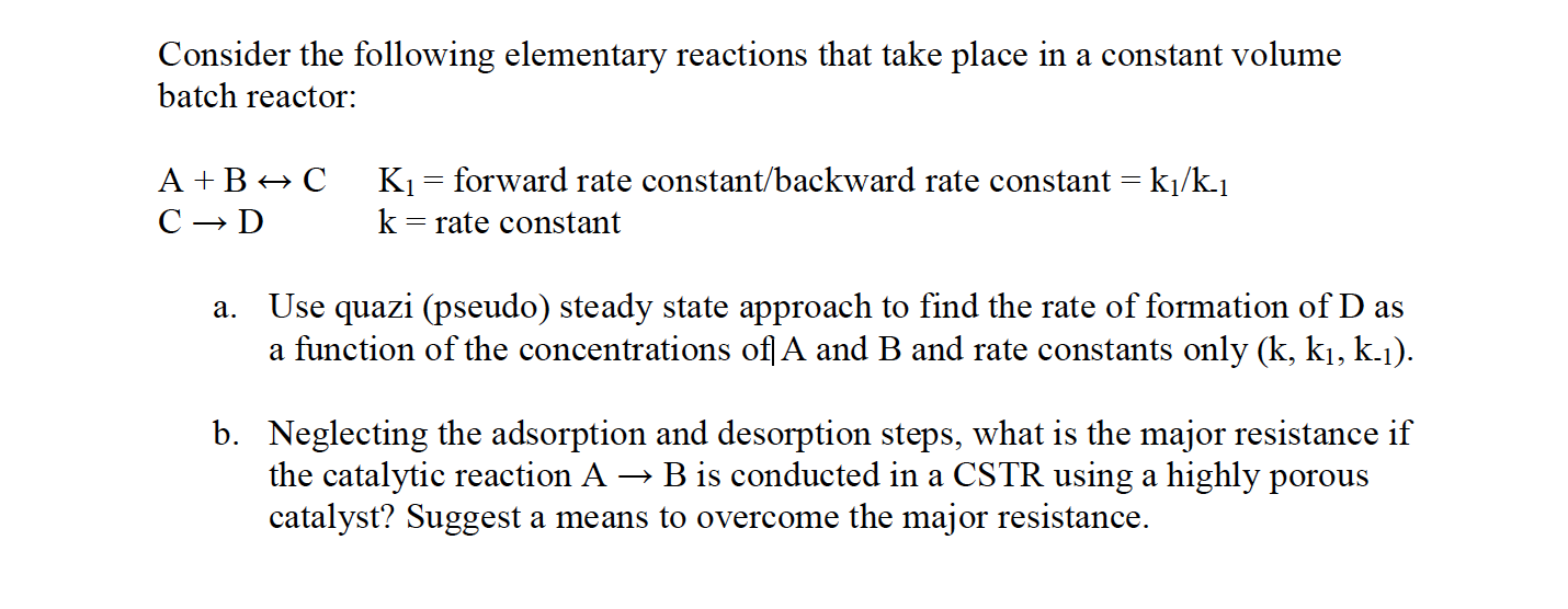 Solved Consider the following elementary reactions that take | Chegg.com