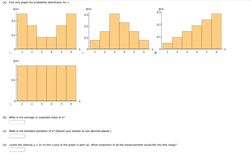 Solved Let x equal the number observed on the throw of a | Chegg.com