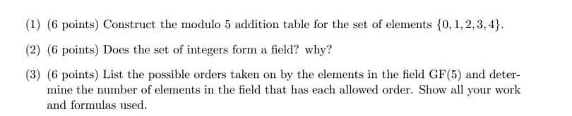 0 1 2 3 4 5 under addition modulo 6