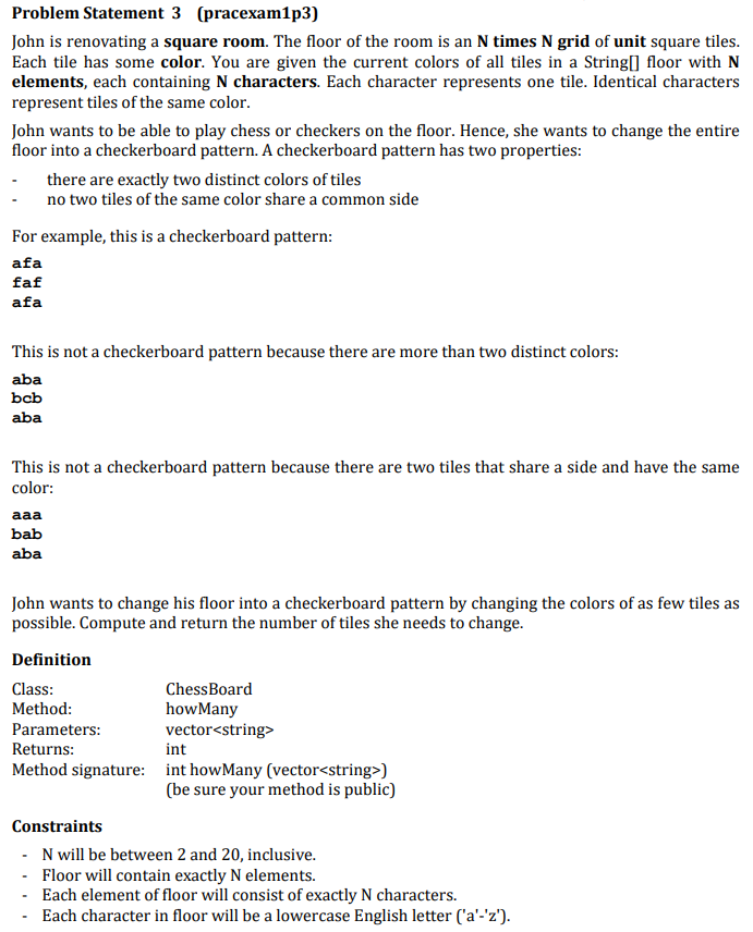 Solved Problem Statement 3 (pracexam1p3) John is renovating | Chegg.com