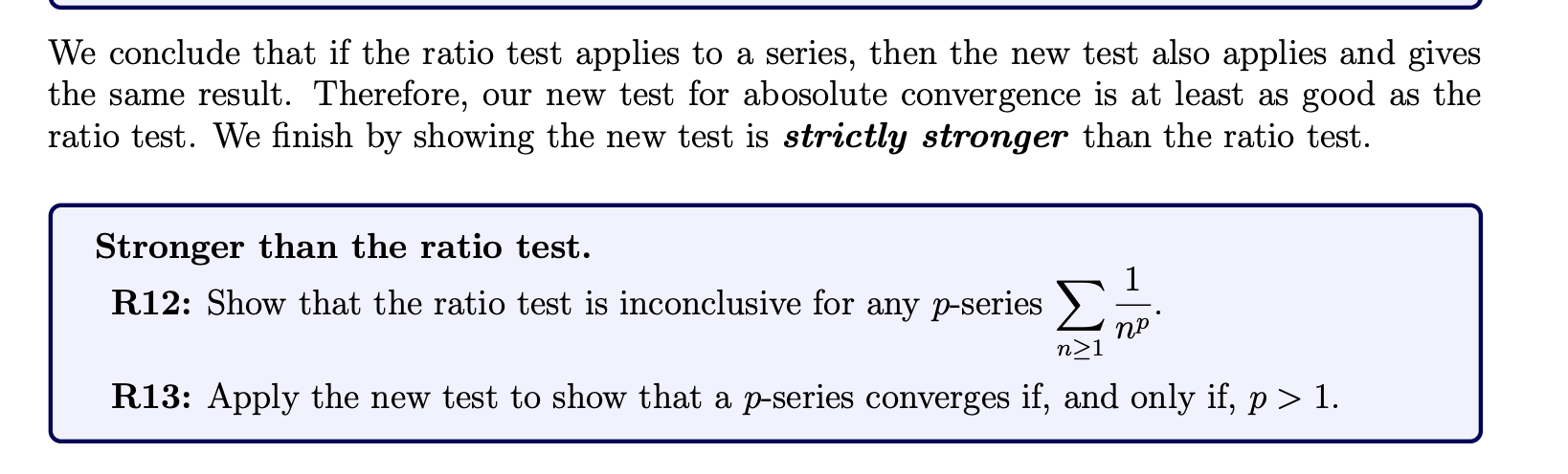 Solved We conclude that if the ratio test applies to a | Chegg.com