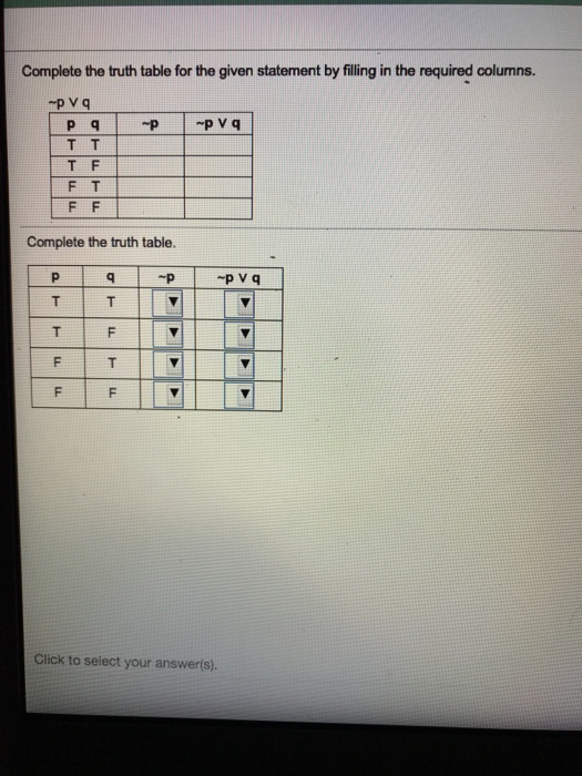 Solved Complete the truth table for the given statement by | Chegg.com