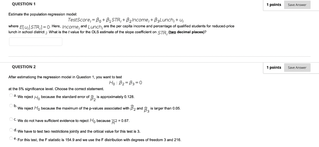 Question 1 1 Points Save Answer Estimate The Popul Chegg Com