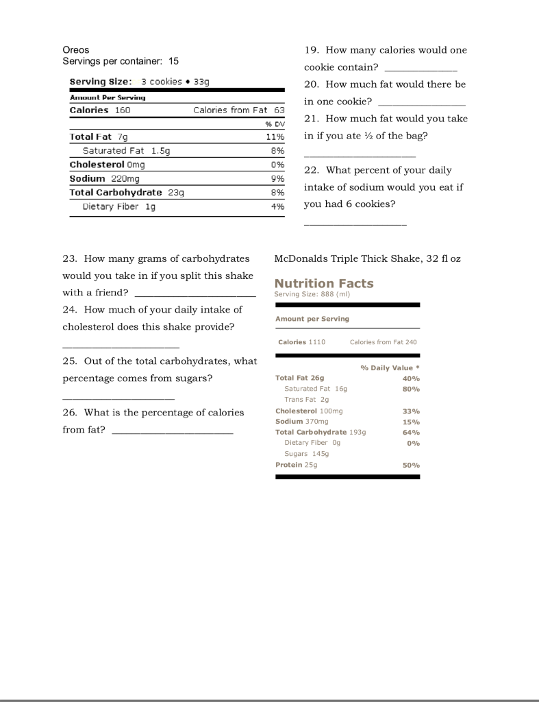Middle School Nutrition Label Worksheet Answer Key Wo Vrogue co