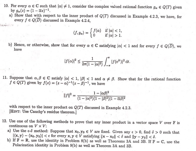 10. For every α∈C such that ∣α∣ =1, consider the | Chegg.com