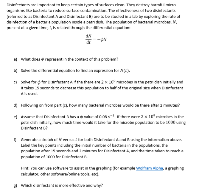 Solved Disinfectants Are Important To Keep Certain Types Of Chegg Com   Php30xu5G 