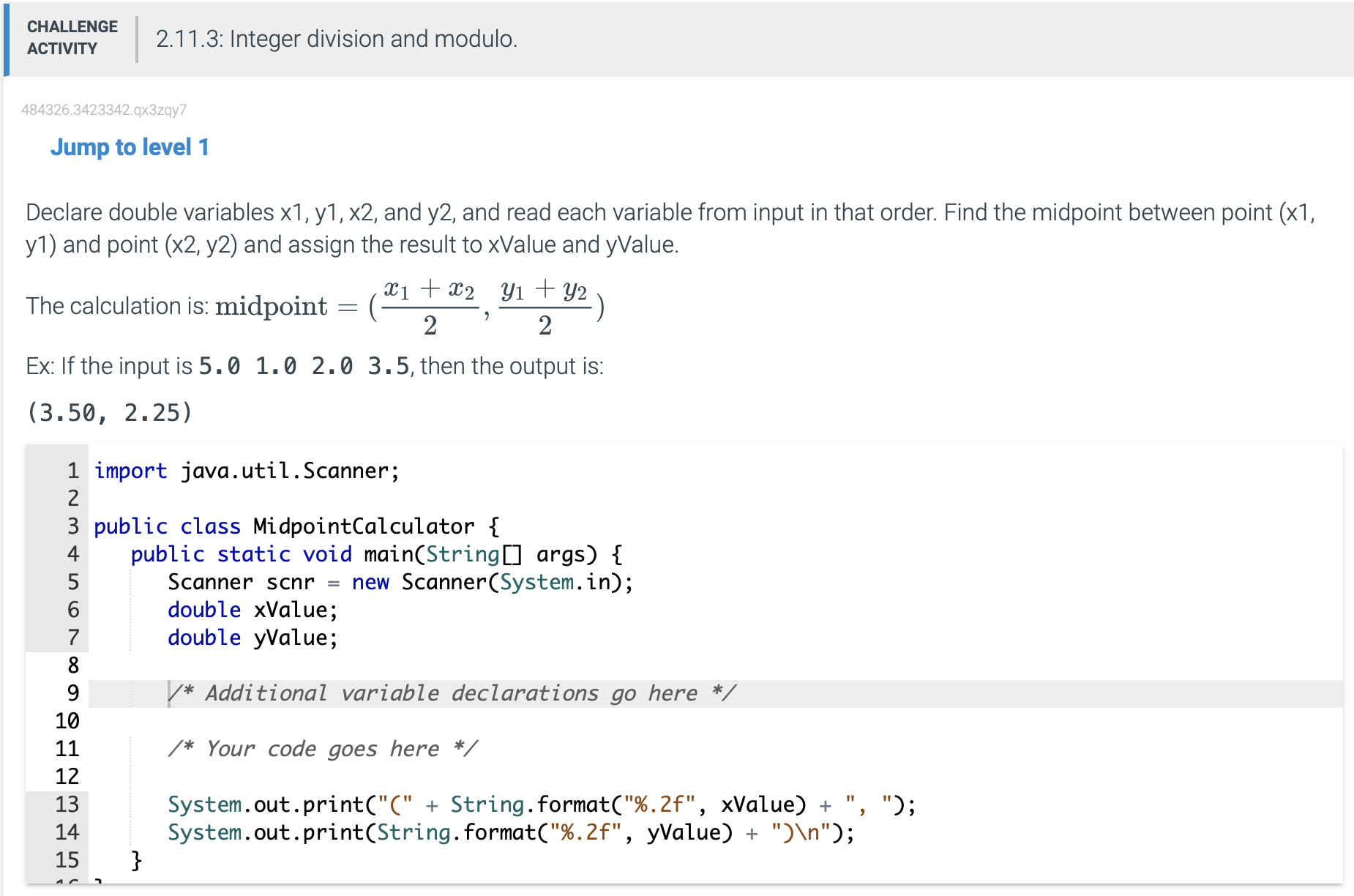 Solved Declare double variables x1,y1,x2, and y2, and read