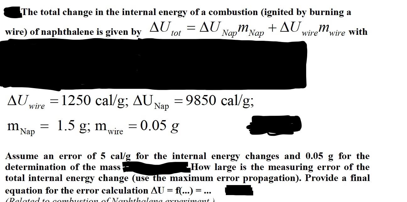 Solved The total change in the internal energy of a