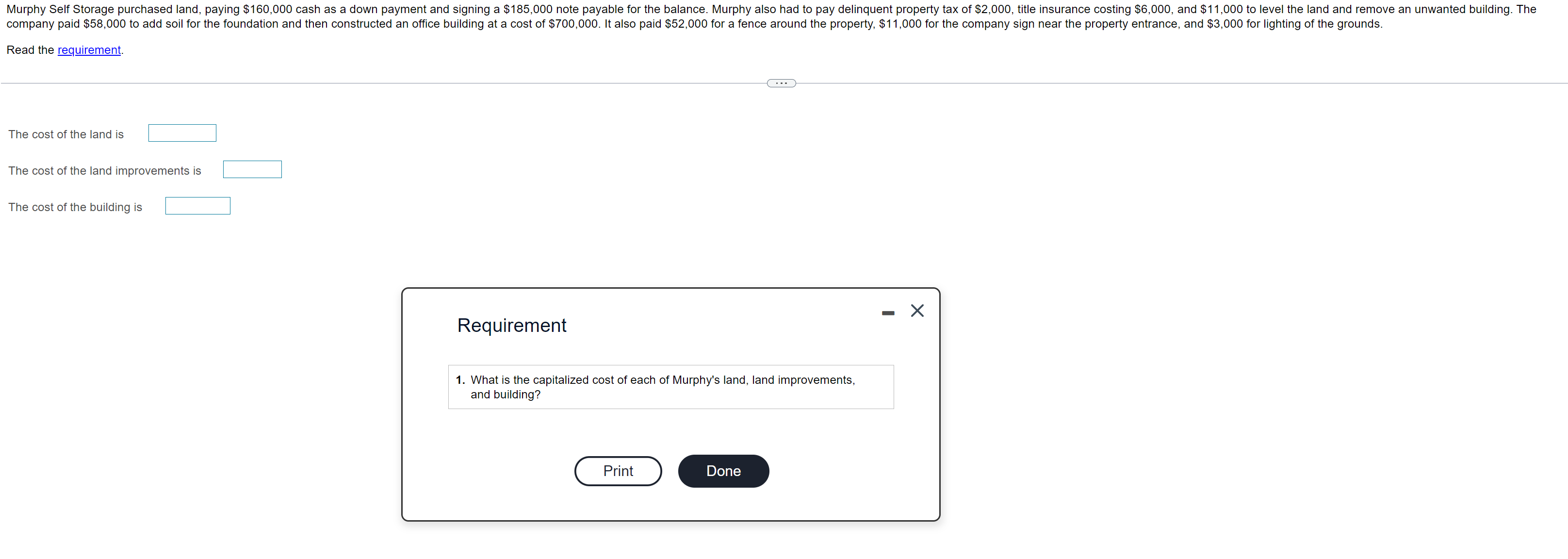 Solved 1. What is the capitalized cost of each of Murphy's