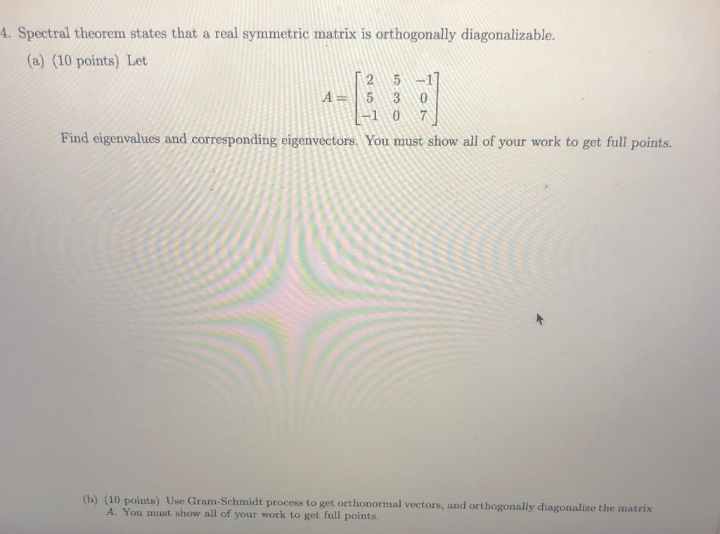 Solved Spectral theorem states that a real symmetric matrix | Chegg.com