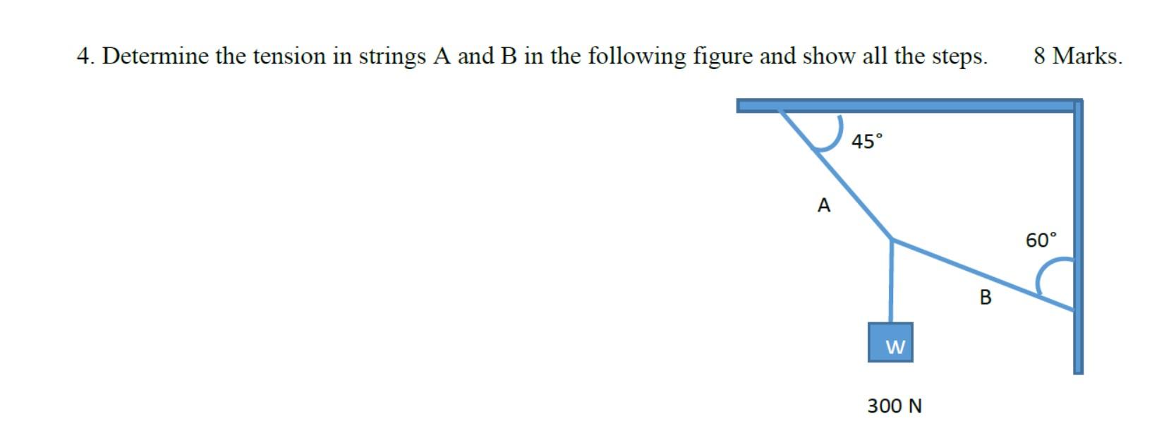 4. Determine The Tension In Strings A And B In The | Chegg.com