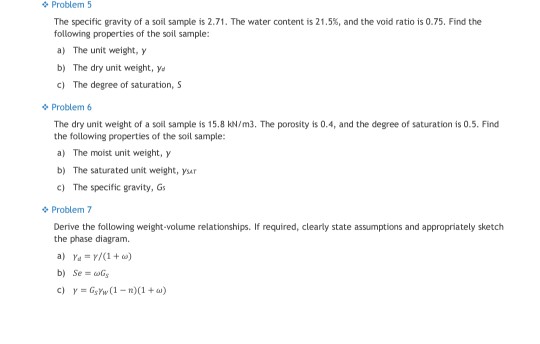 Solved Problem 5 The specific gravity of a soil sample is | Chegg.com