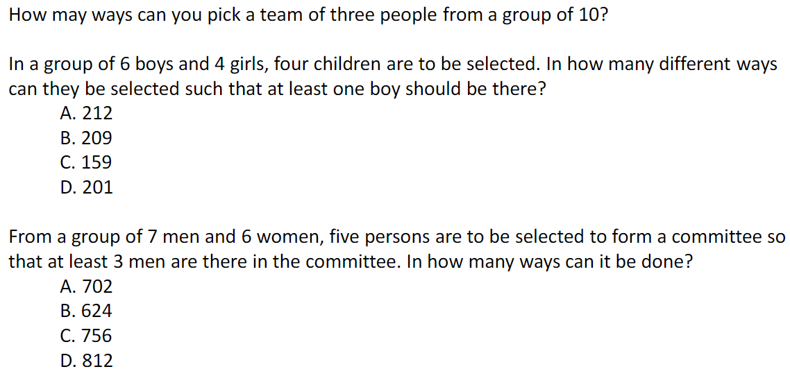 Solved How may ways can you pick a team of three people from | Chegg.com