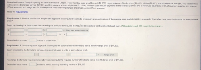 Solved Diversified Investor Group Is Opening An Office In Chegg