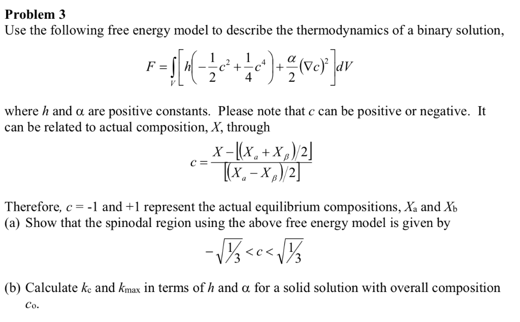 Problem 3 Use the following free energy model to | Chegg.com