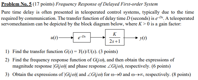 Solved Problem No. 5 (17 points) Frequency Response of | Chegg.com