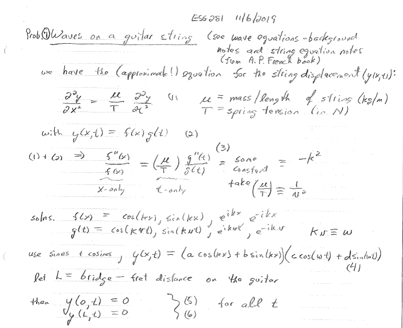 Solved ESG251 116/2019 Prob Waves on a guitar string (soe | Chegg.com