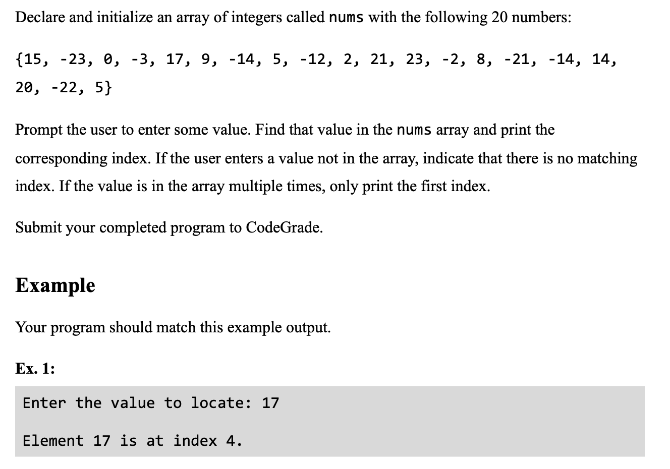 Solved Declare and initialize an array of integers called | Chegg.com