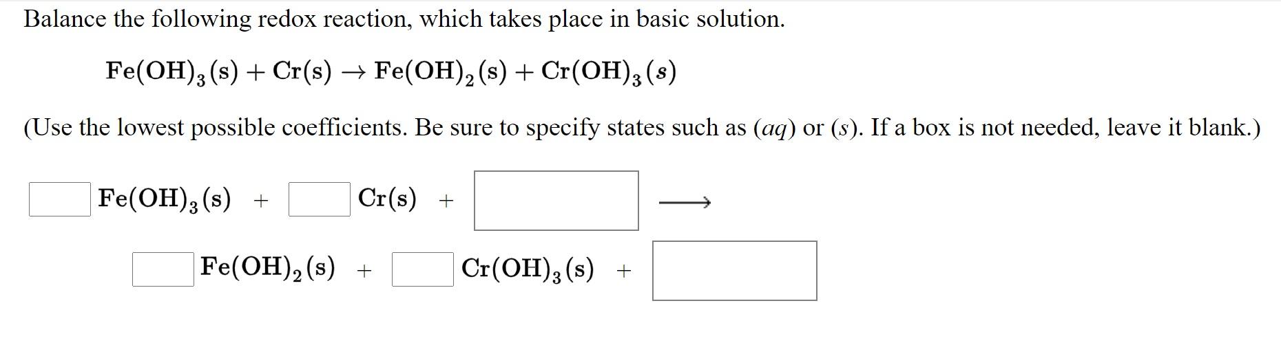 Solved Balance The Following Redox Reaction, Which Takes 