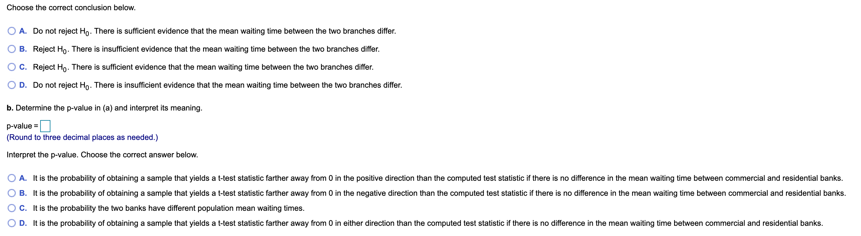 Solved A bank with branches located in a commercial district | Chegg.com