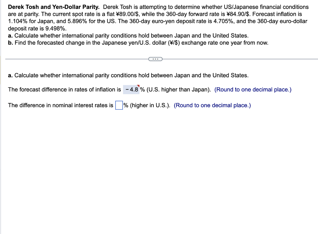 Solved Derek Tosh and Yen-Dollar Parity. Derek Tosh is | Chegg.com