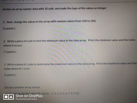 Solved declare an array named data with 10 cells and make | Chegg.com