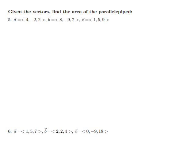Solved Given the vectors, find the area of the | Chegg.com
