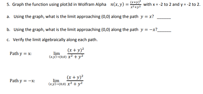 Solved 5. Graph the function using plot3d in Wolfram Alpha | Chegg.com