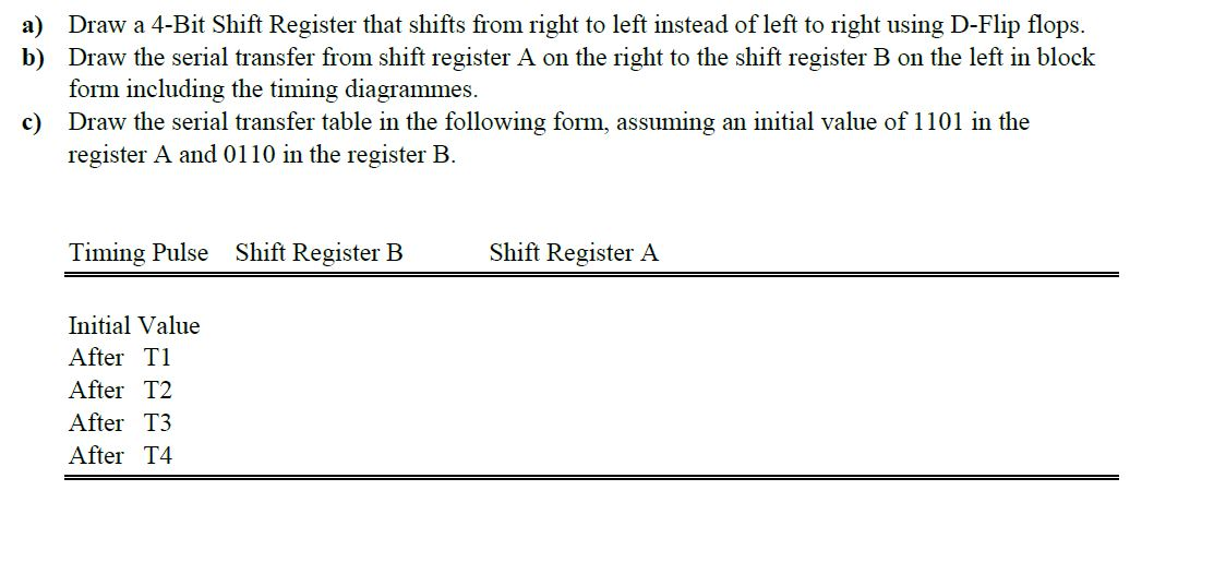 Solved a) Draw a 4-Bit Shift Register that shifts from right | Chegg.com