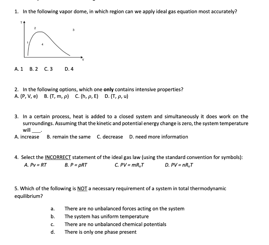 Solved 1 In The Following Vapor Dome In Which Region Ca Chegg Com