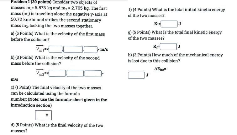 Solved Problem i (30 points) Consider two objects of masses | Chegg.com