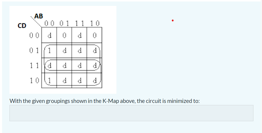 Solved AB CD 00 01 11 10 00 d 0 do 0 1 1 d d d 11 d d d d | Chegg.com
