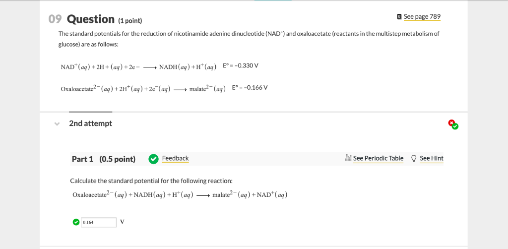 Solved 09 Question ( point) a See page 789 The standard | Chegg.com