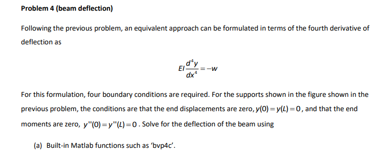 Problem 4 (beam deflection) Following the previous | Chegg.com