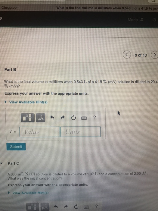 Solved What Is The Final Volume In Milliliters