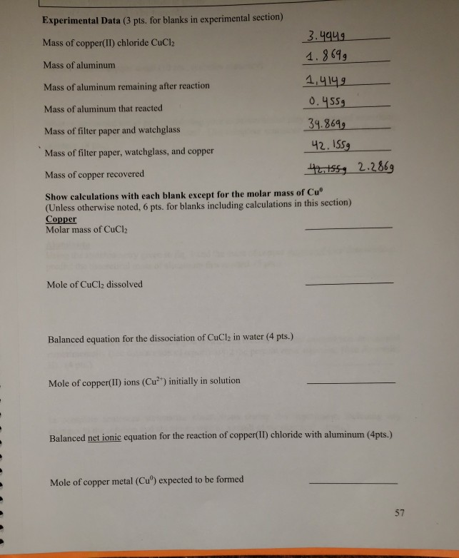 Solved please help me finish this lab. show calculations | Chegg.com