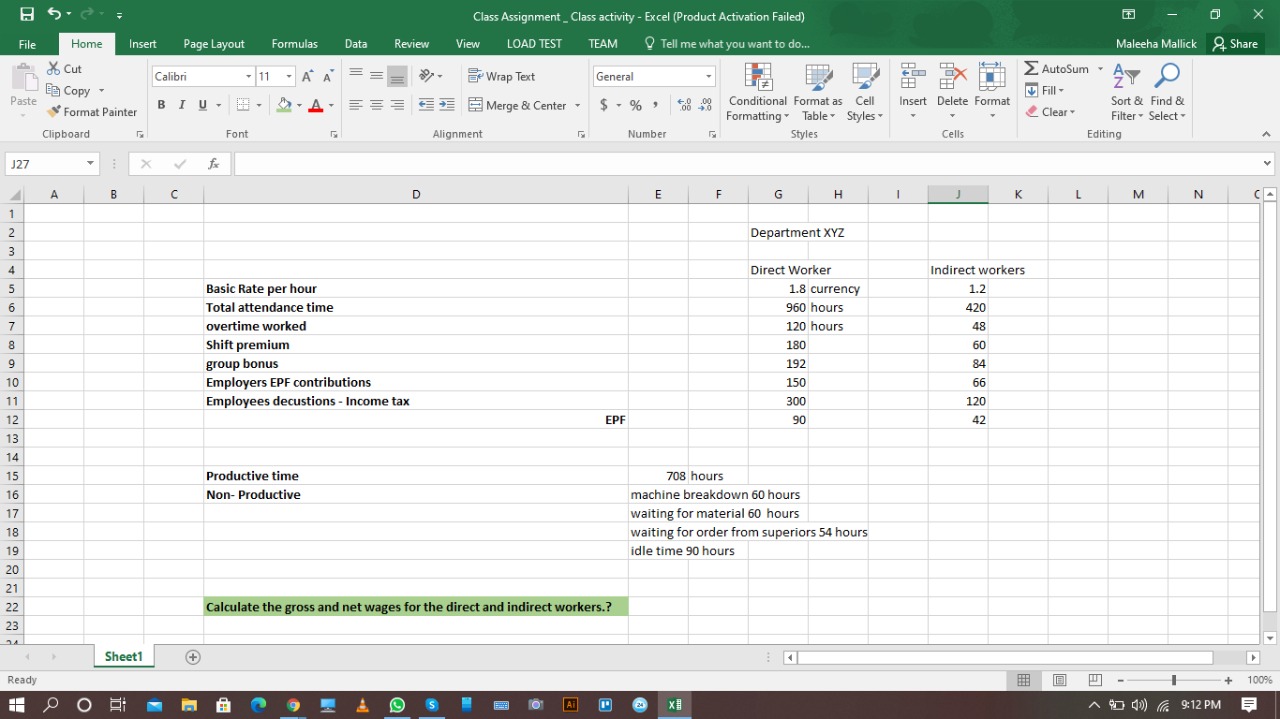 Solved Data Maleeha Mallick 2 Share 14 5. File Home Insert | Chegg.com