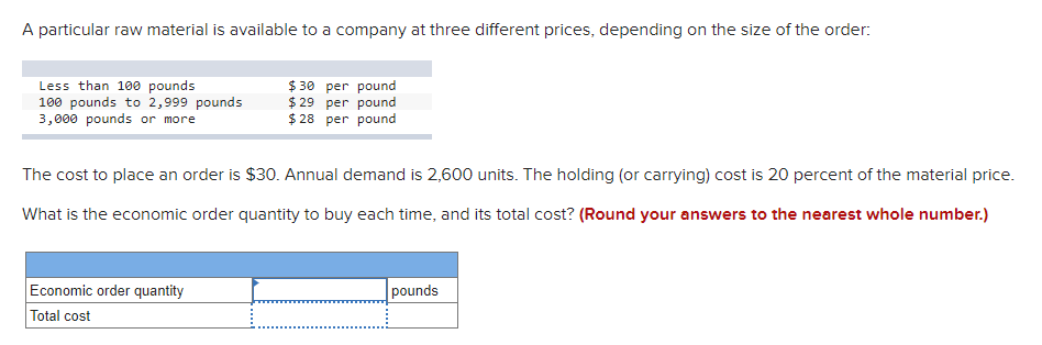 Solved A particular raw material is available to a company | Chegg.com