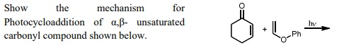 Solved Show the mechanism for Photocycloaddition of a,ß- | Chegg.com