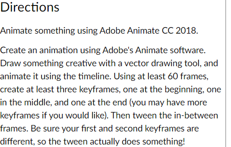 Directions Animate Something Using Adobe Animate Cc Chegg Com