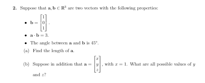 Solved 2. Suppose That A, B R3 Are Two Vectors With The | Chegg.com