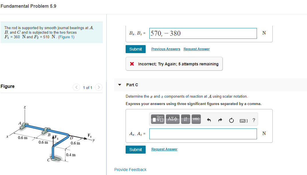 Solved Fundamental Problem 5.9 The rod is supported by | Chegg.com