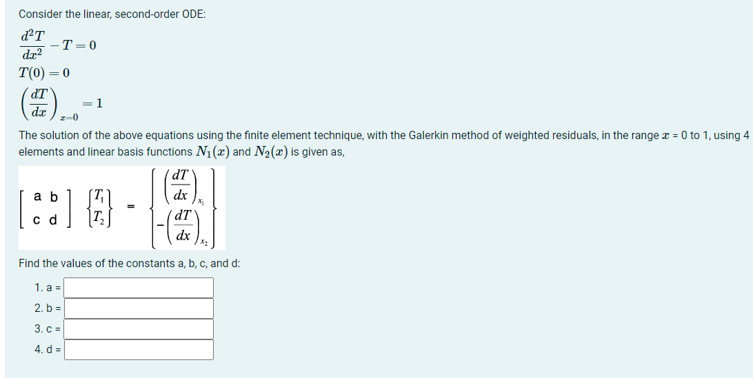 Solved Consider The Linear, Second-order ODE: | Chegg.com