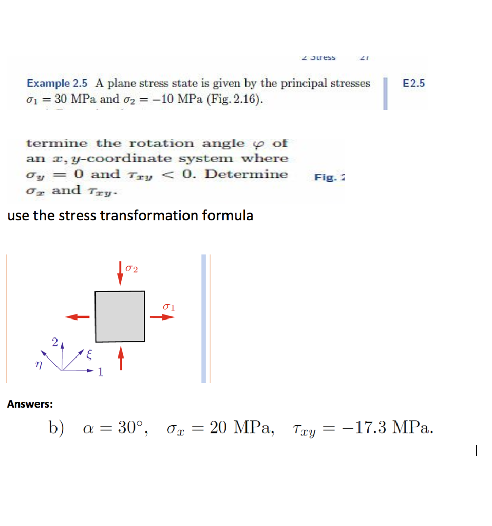 Solved Example 2.5 A plane stress state is given by the | Chegg.com