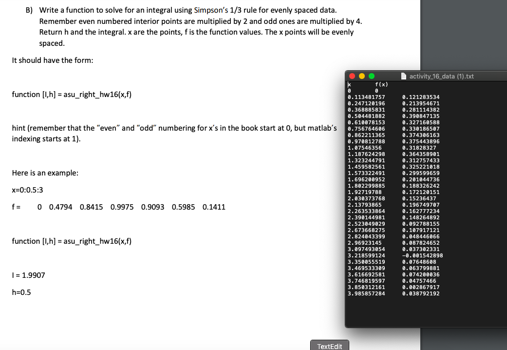 B) Write a function to solve for an integral using | Chegg.com