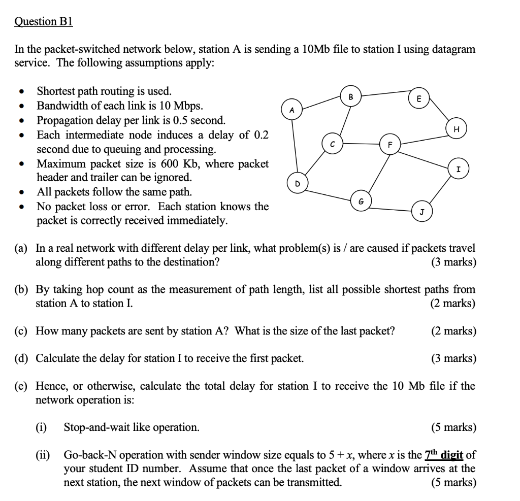 Solved Question B1 In The Packet-switched Network Below, | Chegg.com