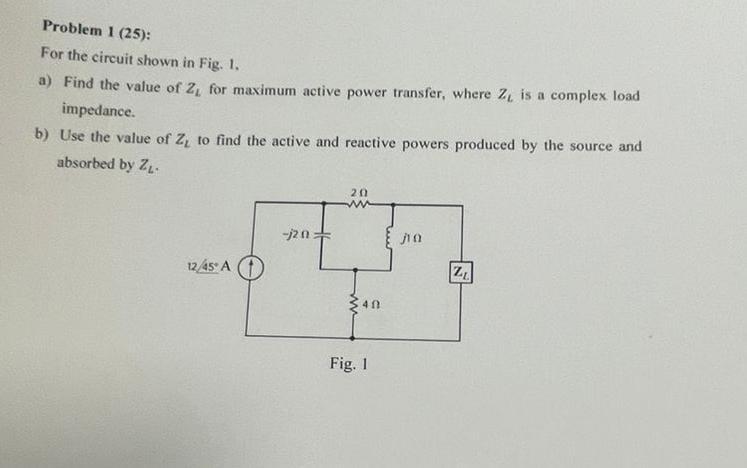 Solved Problem 1 (25): For the circuit shown in Fig. 1 . a) | Chegg.com